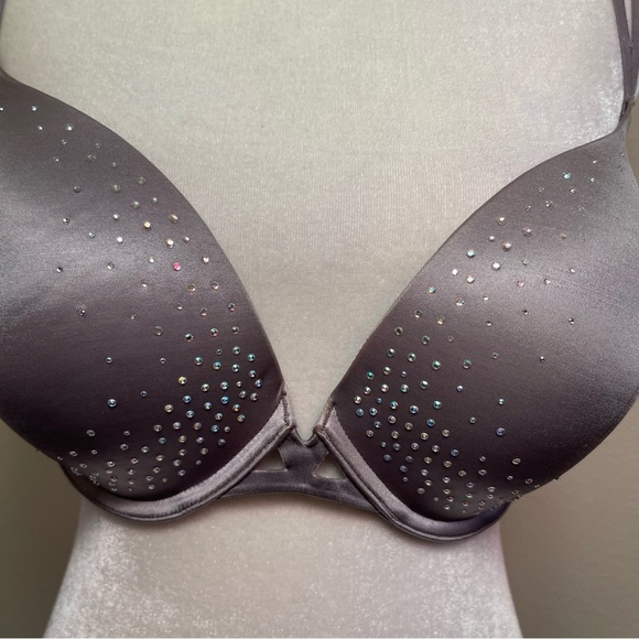 Victoria’s Secret Very Sexy Push-Up Crystal Rhinestone Embellished Grey Bra - Picture 4 of 16